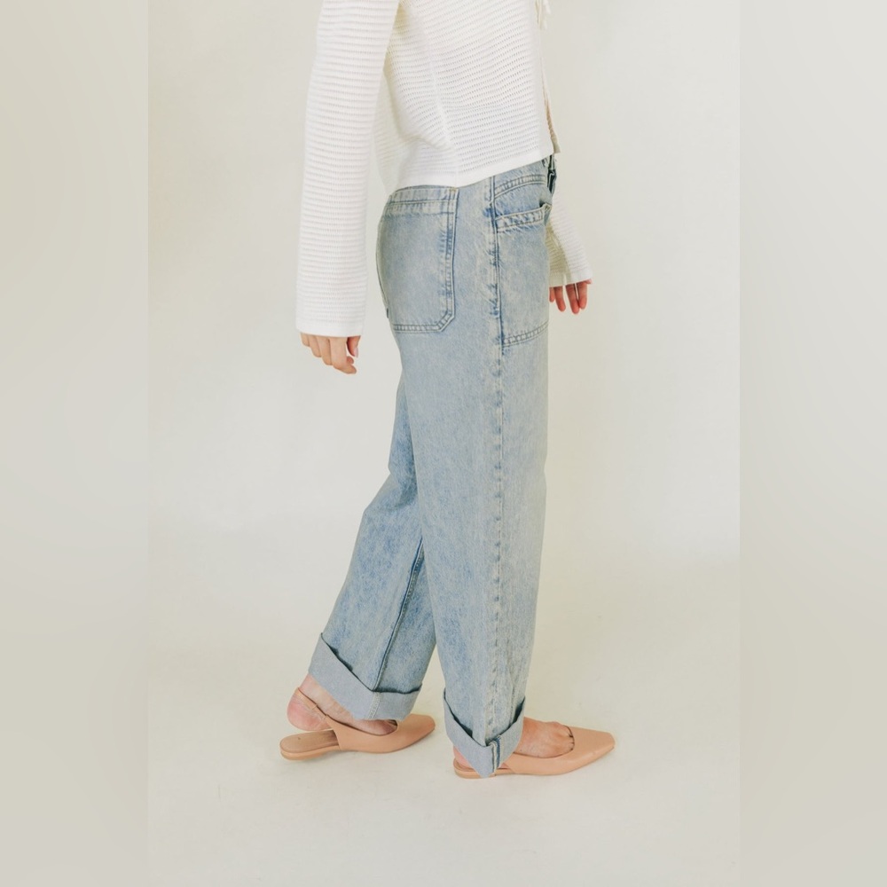 NWT Free People Palmer Wide Leg Cuffed Jeans Denim Sz 28 - Picture 5 of 14